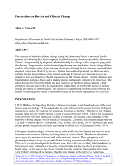 Perspectives on Quaternary Beetles and Climate Change