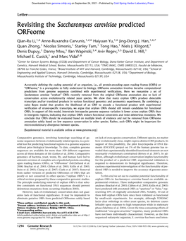 Revisiting the Saccharomyces Cerevisiae Predicted Orfeome