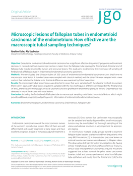 Microscopic Lesions of Fallopian Tubes in Endometrioid Carcinoma of the Endometrium: How Effective Are the Macroscopic Tubal Sampling Techniques?