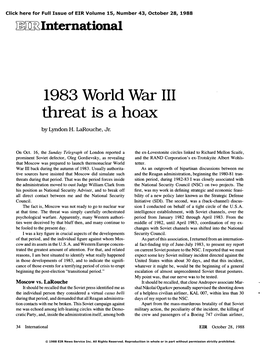 1983 World War III Threat Is a Hoax