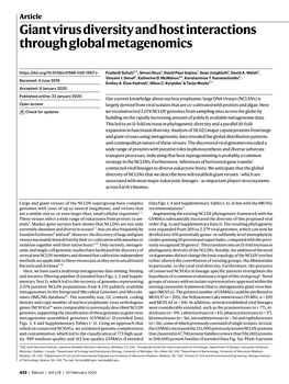 Giant Virus Diversity and Host Interactions Through Global Metagenomics