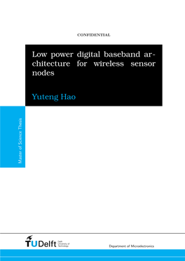Masters Thesis: Low Power Digital Baseband Architecture for Wireless