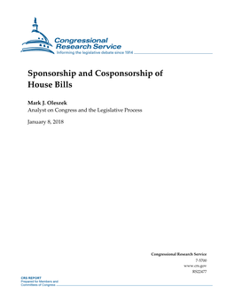 Sponsorship and Cosponsorship of House Bills