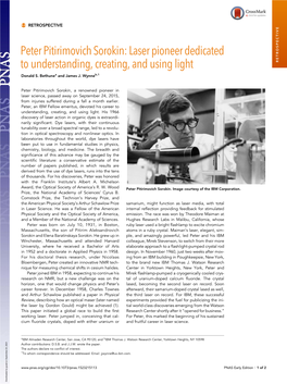 Peter Pitirimovich Sorokin: Laser Pioneer Dedicated to Understanding, Creating, and Using Light RETROSPECTIVE Donald S