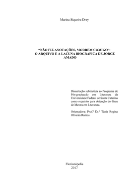 O Arquivo E a Lacuna Biográfica De Jorge Amado