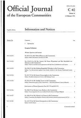 Official Journal C 40 Volume 36 of the European Communities 15 February 1993