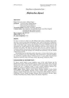 Data Sheet on Ditylenchus Dipsaci