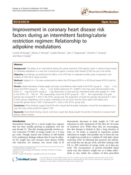 Improvement in Coronary Heart Disease Risk Factors