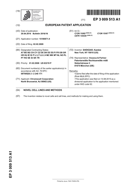 Novel Cell Lines and Methods