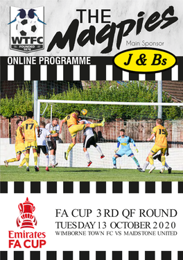 FA CUP 3RD QF ROUND TUESDAY 13 OCTOBER 2020 WIMBORNE TOWN FC VS MAIDSTONE UNITED from the Directors Box