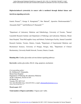 1 Digitoxin-Induced Cytotoxicity in Cancer Cells Is Mediated Through