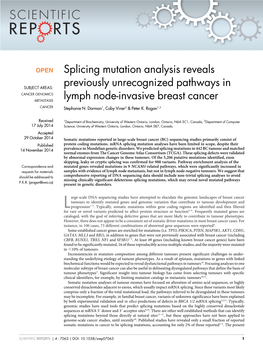 Splicing Mutation Analysis Reveals Previously Unrecognized Pathways