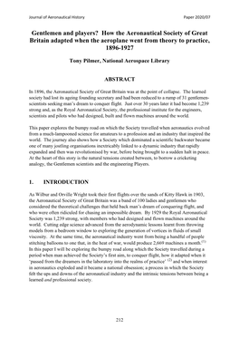 How the Aeronautical Society of Great Britain Adapted When the Aeroplane Went from Theory to Practice, 1896-1927