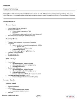 Globulin Interpretive Summary