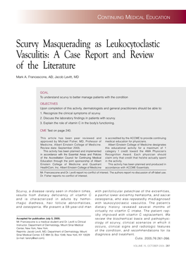 Scurvy Masquerading As Leukocytoclastic Vasculitis: a Case Report and Review of the Literature
