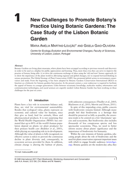 New Challenges to Promote Botany's Practice Using Botanic Gardens: the Case Study of the Lisbon Botanic Garden