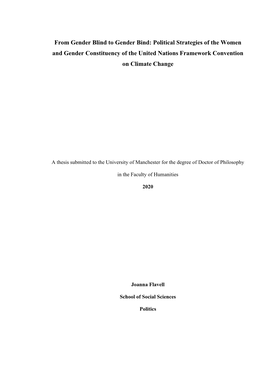 From Gender Blind to Gender Bind: Political Strategies of the Women and Gender Constituency of the United Nations Framework Convention on Climate Change
