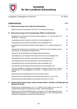 Amtsblatt Für Den Landkreis Schaumburg