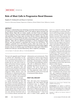 Role of Mast Cells in Progressive Renal Diseases