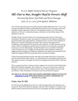 All's Fair in War, Streight's Raid & Forrest's Bluff