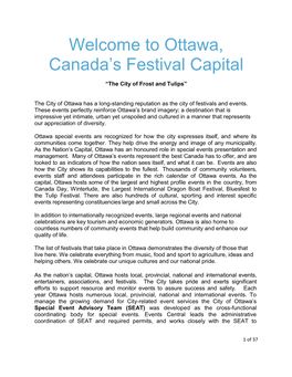 Welcome to Ottawa, Canada's Festival Capital