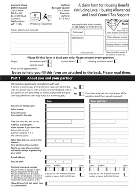 A Claim Form for Housing Benefit (Including Local Housing Allowance)