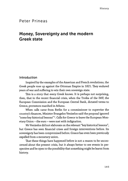 Peter Prineas Money, Sovereignty and the Modern Greek State