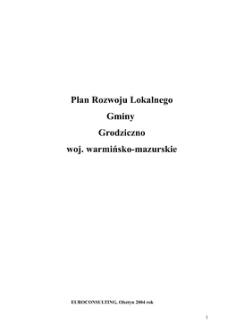 Plan Rozwoju Lokalnego Gminy Grodziczno Woj. Warmińsko-Mazurskie