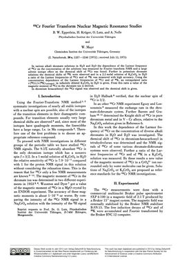 53Cr Fourier Transform Nuclear Magnetic Resonance Studies B