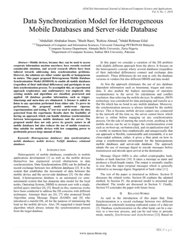 Data Synchronization Model for Heterogeneous Mobile Databases and Server-Side Database