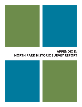 North Park Historic Survey Report North Park Community Plan D Appendix D