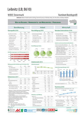 Leibnitz (LB; B610) WIBIS Steiermark Factsheet Bezirksprofil Autoren: Beate Friedl, Karolin Gstinig, Dominik Janisch, Nicholas Katz, Eric Kirschner, Andreas Niederl