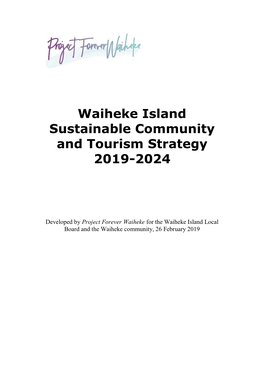 Waiheke Island Sustainable Community and Tourism Strategy 2019-2024