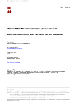 The Current State of Silicone-Based Dielectric Elastomer Transducers