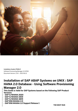Installation of SAP ABAP Systems on UNIX : SAP HANA 2.0 Database