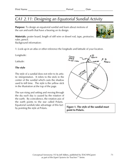 Designing an Equatorial Sundial Activity