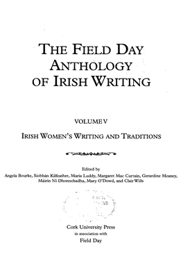 The Field Day Anthology of Irish Writing