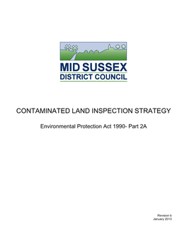 Mid Sussex District Council's Contaminated Land Inspection Strategy