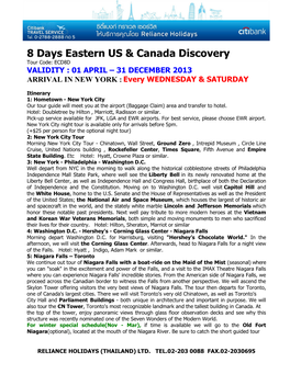 8 Days Eastern US & Canada Discovery