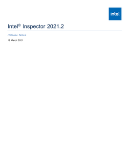 Intel® Inspector 2021 Release Notes