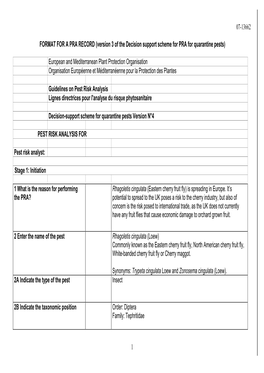 Version 3 of the Decision Support Scheme for PRA for Quarantine Pests)