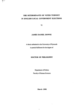 The Determinants of Voter Turnout in English Local