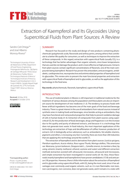 Extraction of Kaempferol and Its Glycosides Using Supercritical Fluids from Plant Sources: a Review