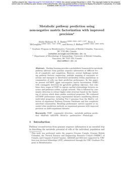 Metabolic Pathway Prediction Using Non-Negative Matrix Factorization with Improved Precision?