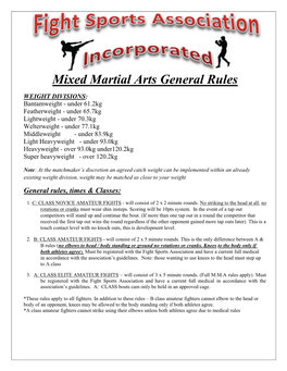 Mixed Martial Arts General Rules