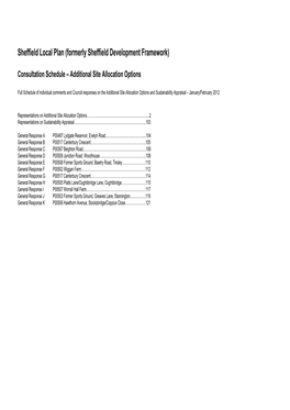Sheffield Local Plan (Formerly Sheffield Development Framework)