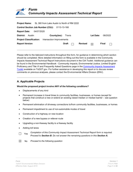 Community Impacts Assessment Technical Report