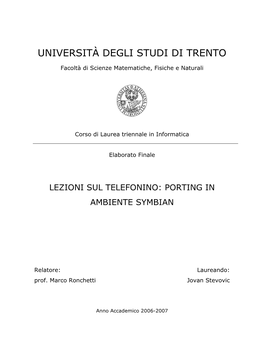 Università Degli Studi Di Trento