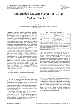 Information Leakage Prevention Using Virtual Disk Drive