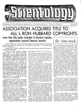 Journal of SCIENTOLOGY SCIENTOLOGY Journal of the Hubbard Association of Scientologists, Inc